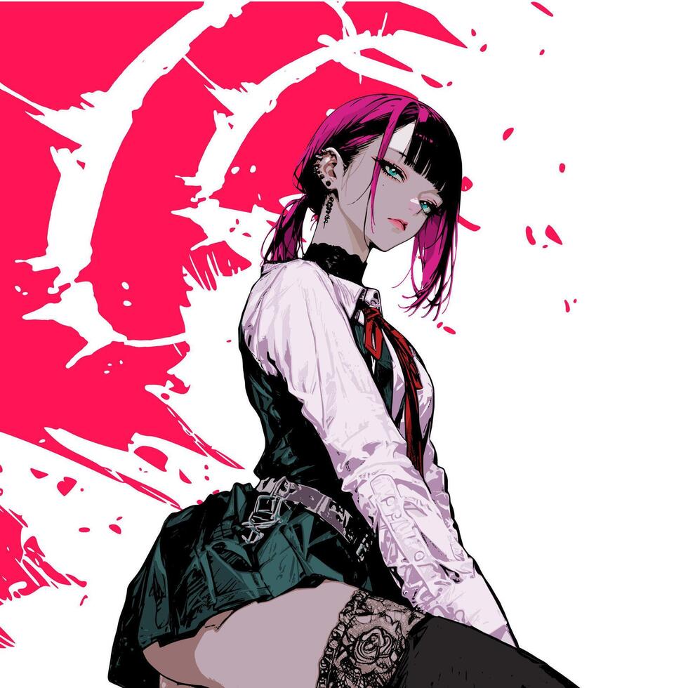 maid woman with anime style and abstract background vector