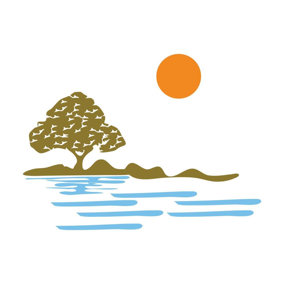 landscape view icon logo design template vector