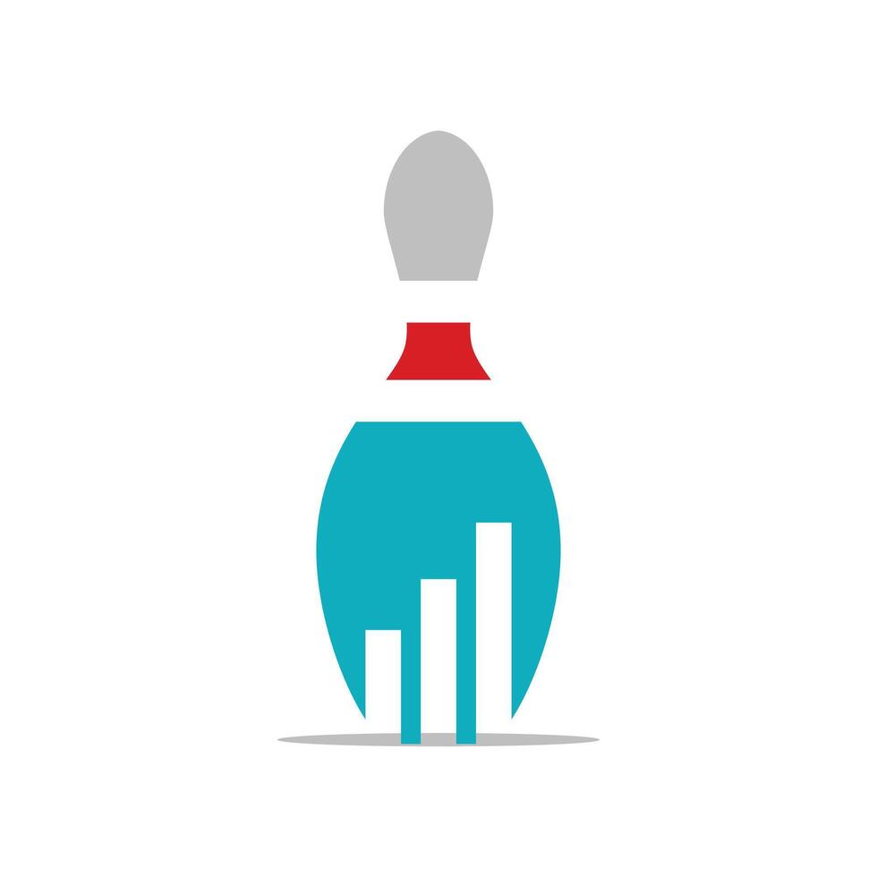 pin bowling bar chart icon logo design template vector