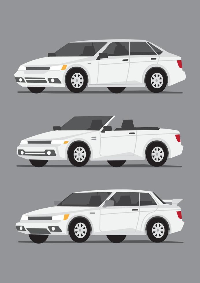 multiple type of car automobile vehicle in white color vector