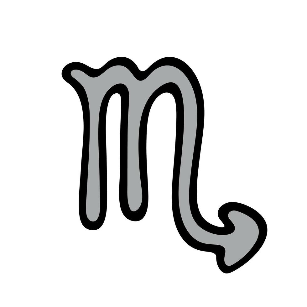 Hand drawn scorpio zodiac sign Esoteric symbol doodle Astrology clipart Element for design vector