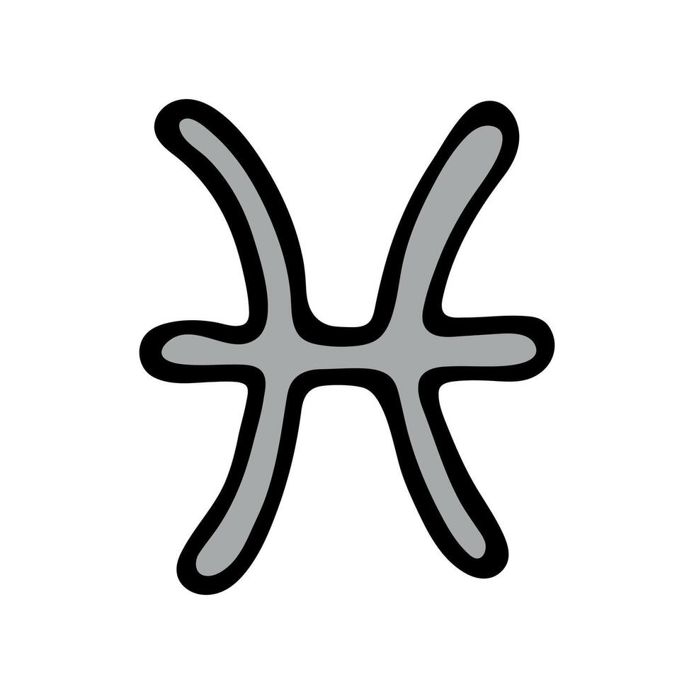 Hand drawn pisces zodiac sign Esoteric symbol doodle Astrology clipart Element for design vector