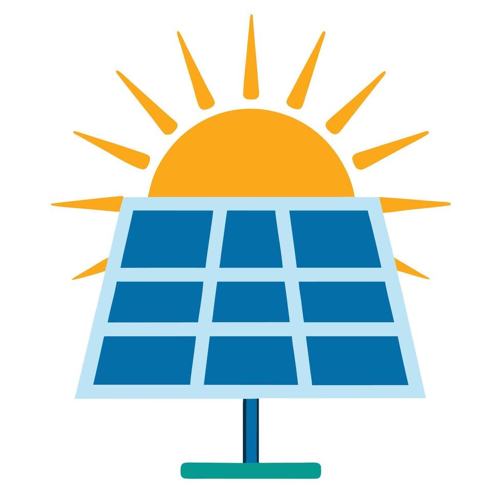 Solar Energy Icon with Sun and Solar Panel Illustration vector