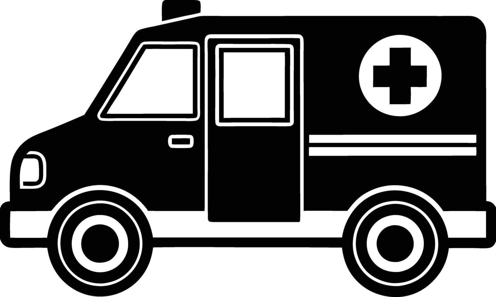 Black Ambulance Icon with Medical Cross Symbol for Emergency and Healthcare Use vector