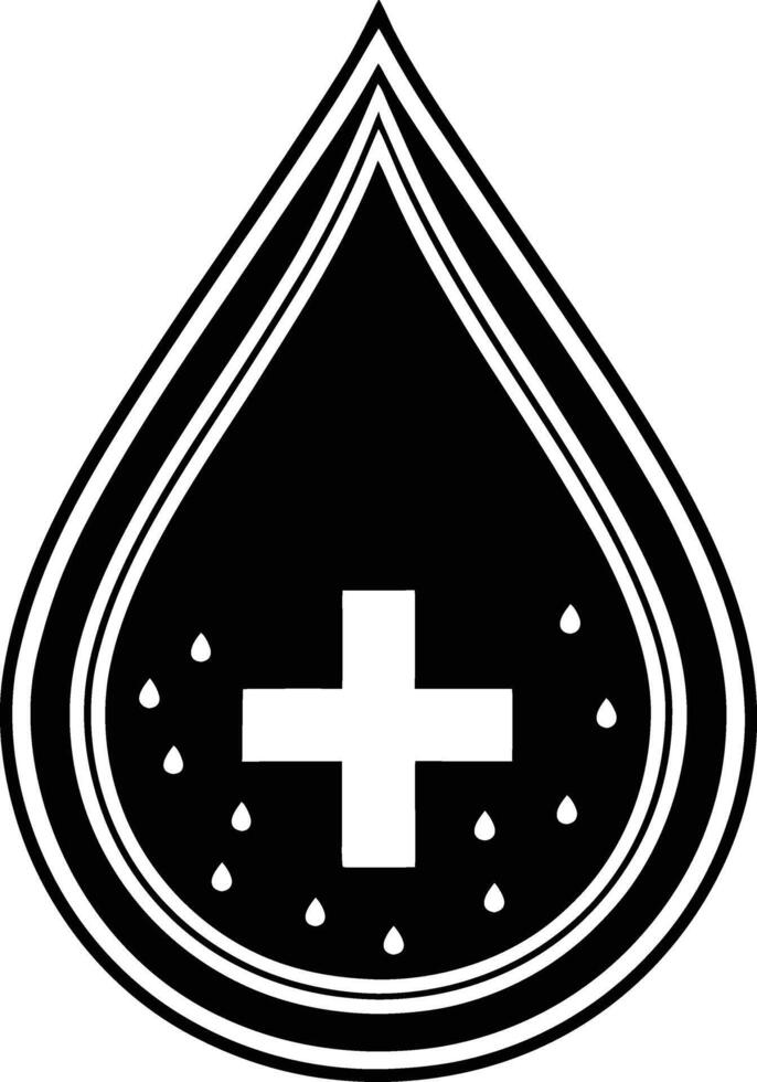 Medical Blood Drop Icon with Cross Symbol for Healthcare and Donation Concepts vector