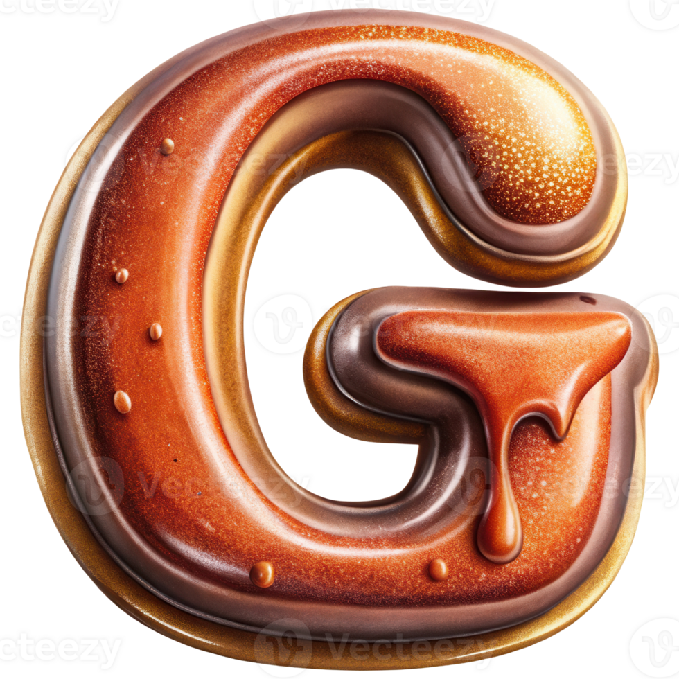 Letter G Set of Chocolate Alphabet Letters Numbers with Glossy Finish and 3D Effect png