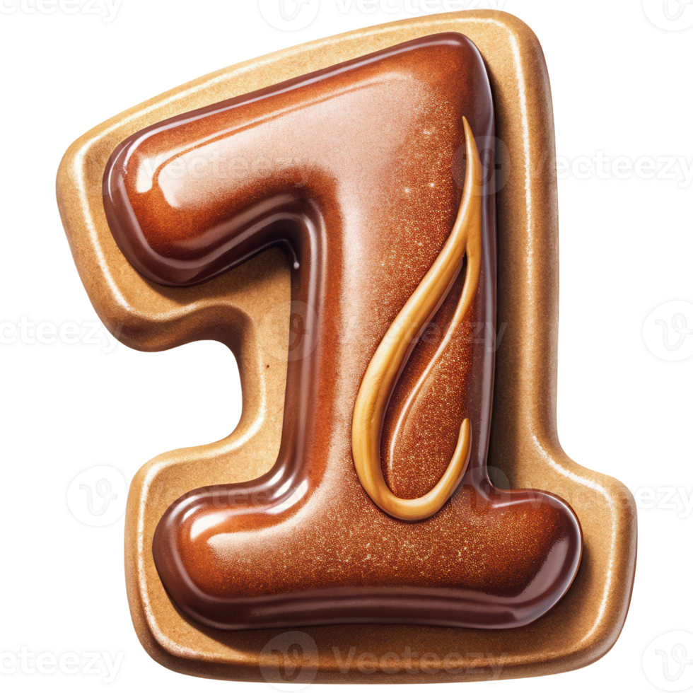 Letter 1 Set of Chocolate Alphabet Letters Numbers with Glossy Finish and 3D Effect png