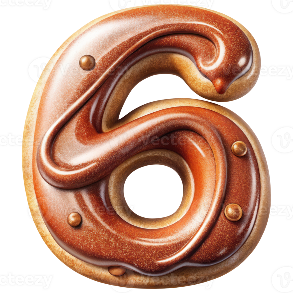 Letter 6 Set of Chocolate Alphabet Letters Numbers with Glossy Finish and 3D Effect png