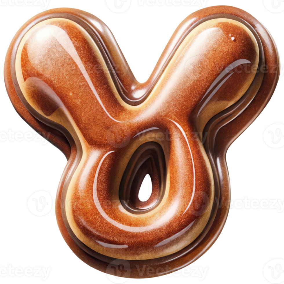 Letter Y Set of Chocolate Alphabet Letters Numbers with Glossy Finish and 3D Effect png