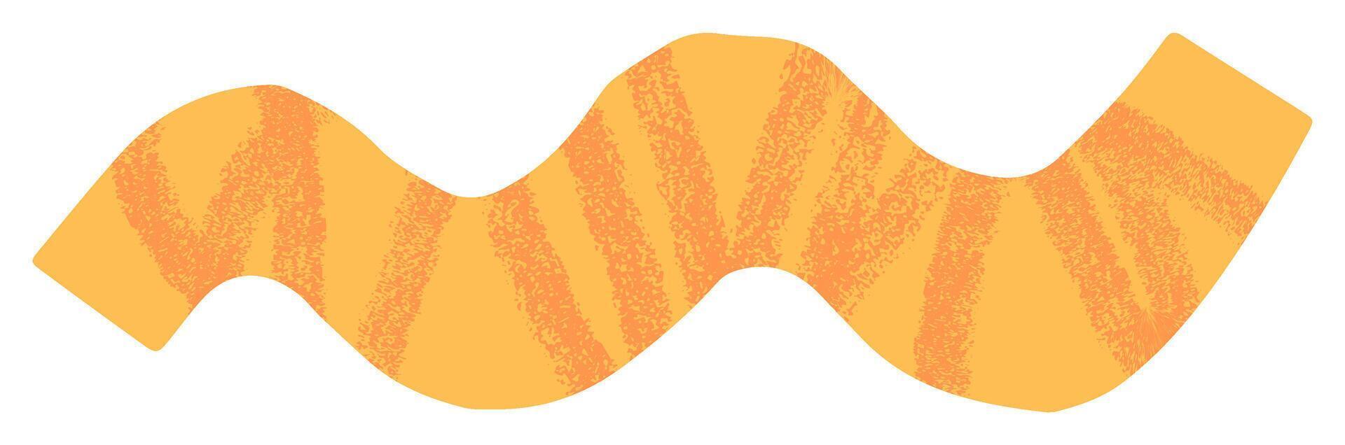 Abstract peach and orange cut out wave shape isolated on white background. Bright squiggle shape collage element. vector