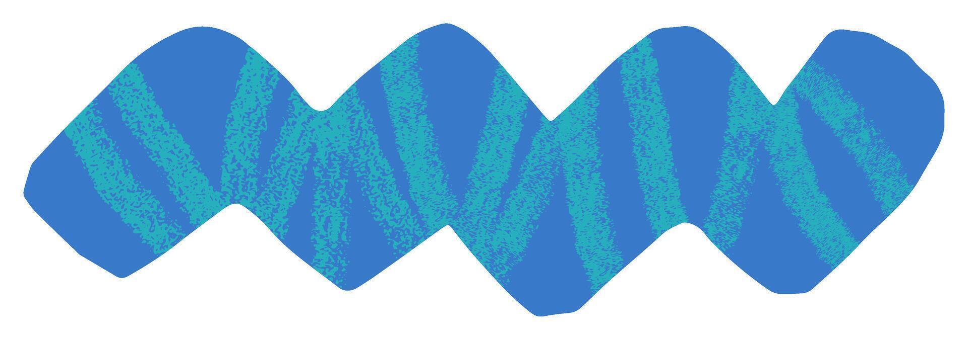 Abstract blue cut out wave shape isolated on white background. Colorful abstract squiggle shape collage element. vector