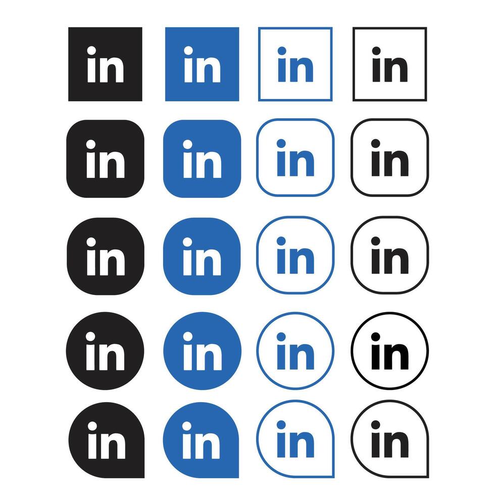 linkedin logo icon set vector