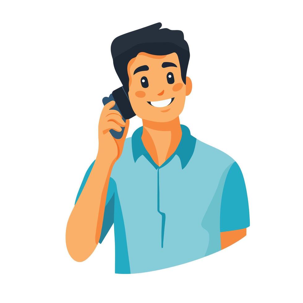 Man Holding Phone While in Conversation vector