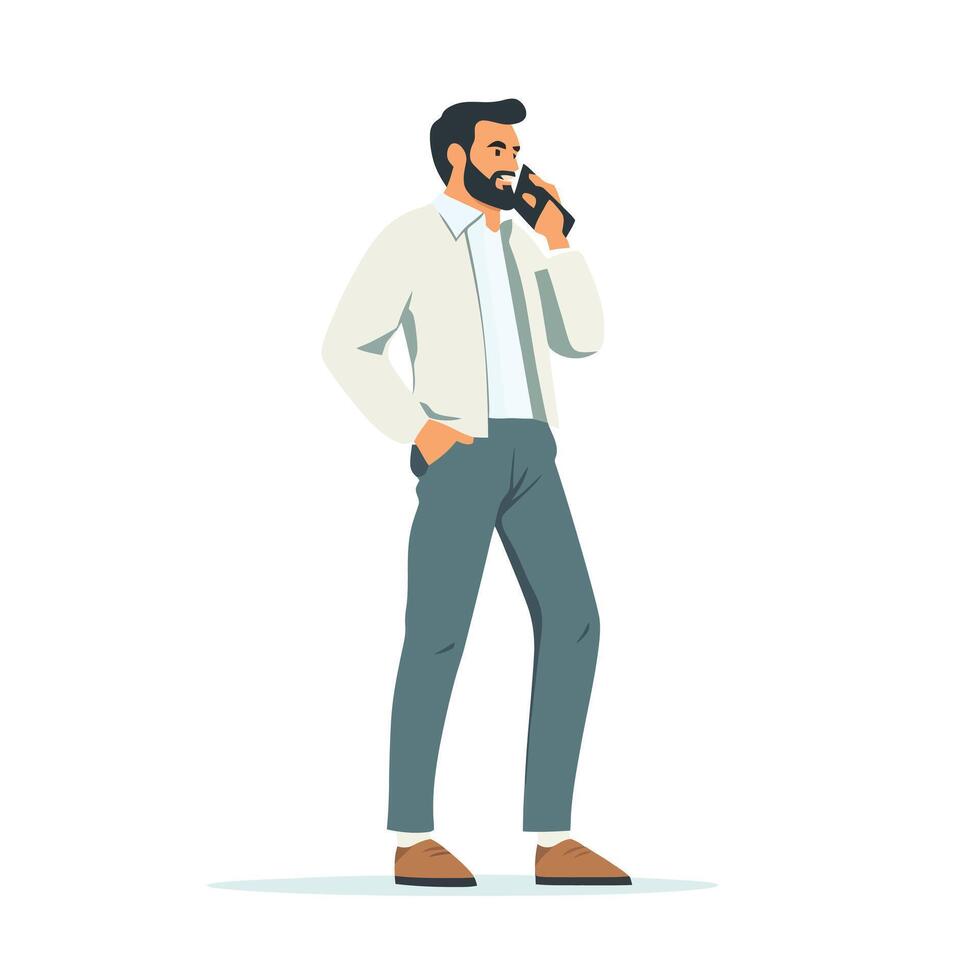 Man Communicating on Cell Phone vector