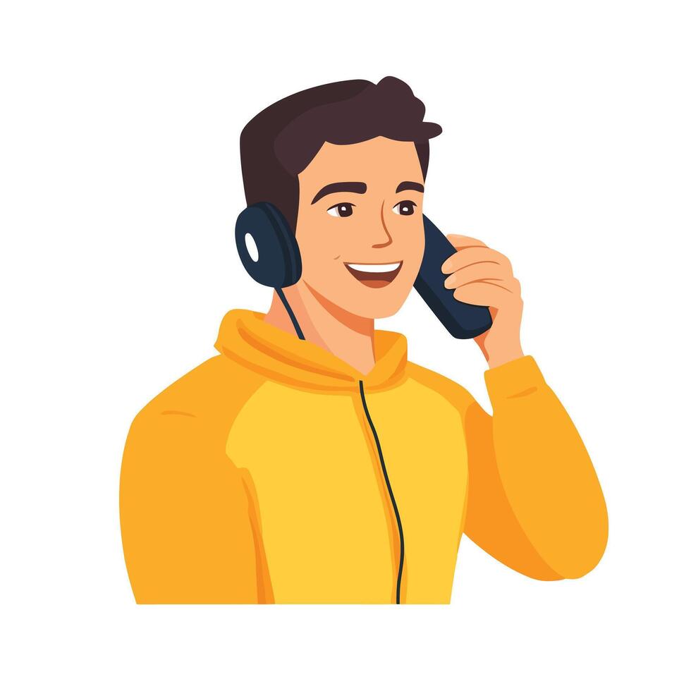 Busy Man in Conversation Over Phone vector