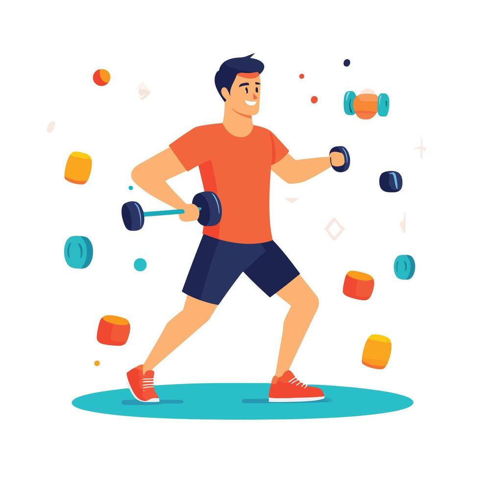 Determined Bodybuilder Building Muscle vector