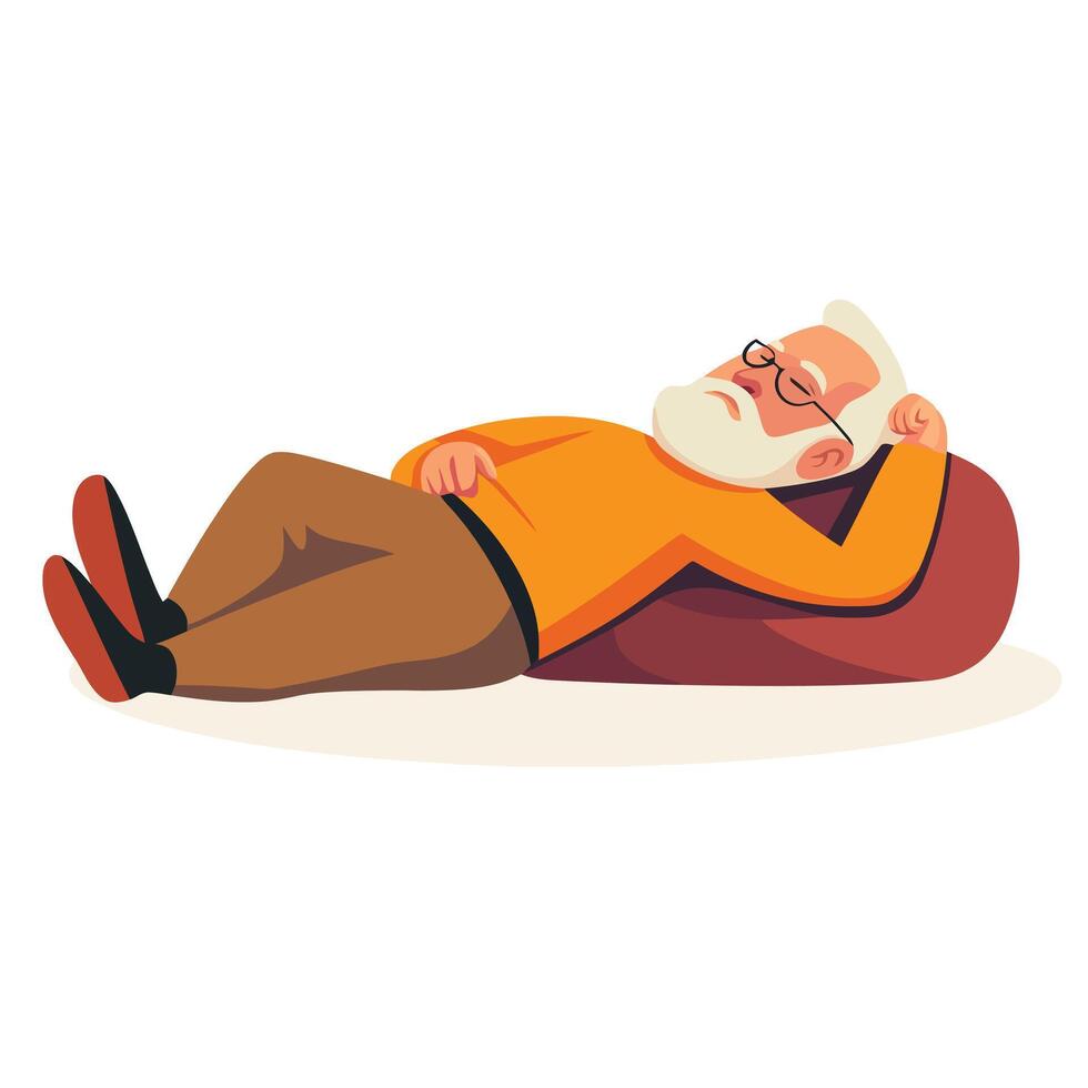 Grandfather Laying on Couch in Relaxed Pose vector