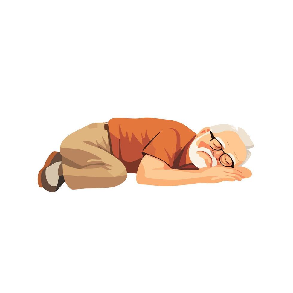 Senior Man Relaxing on Sofa at Home vector