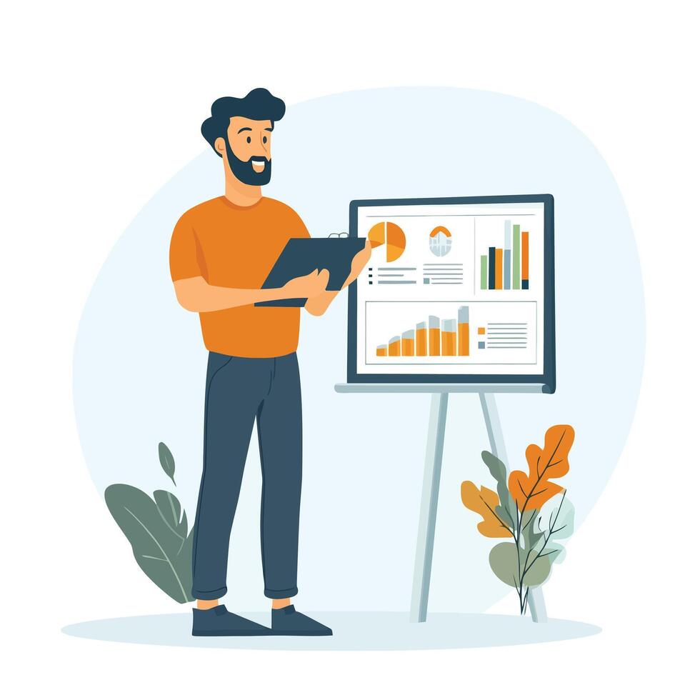 Businessman Delivering a Presentation at Work vector