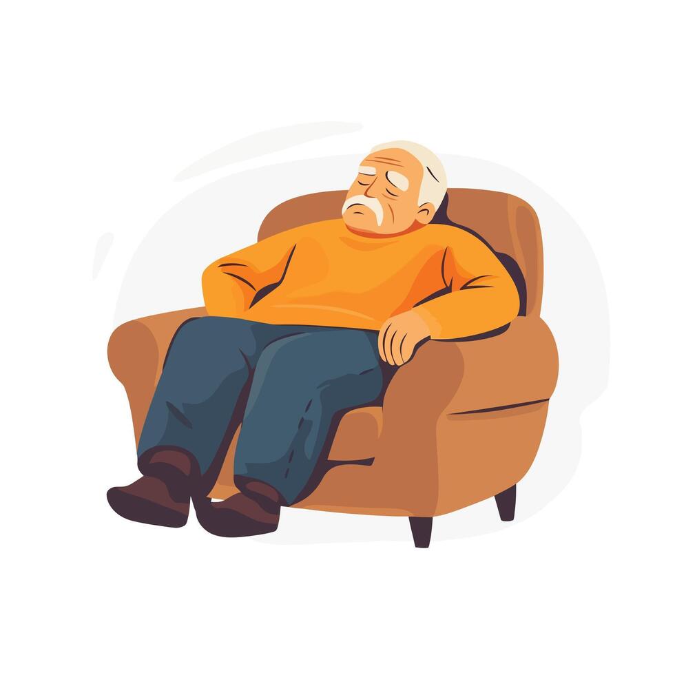 Calm Old Man Laying Down to Relax vector