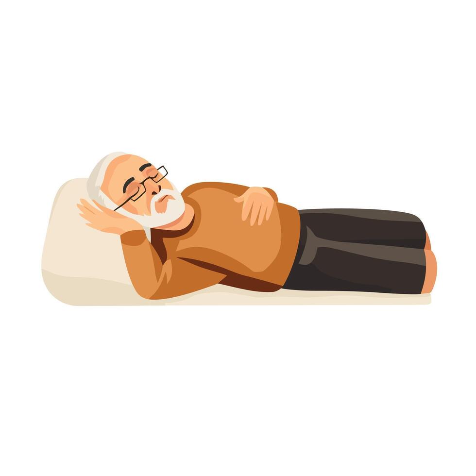 Peaceful Moment of an Elderly Man on Couch vector