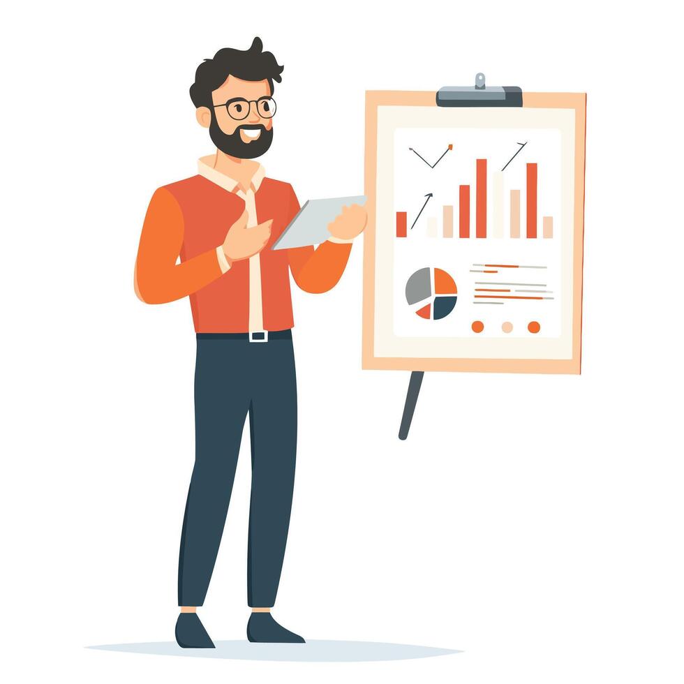 Confident Speaker Leading a Business Discussion vector