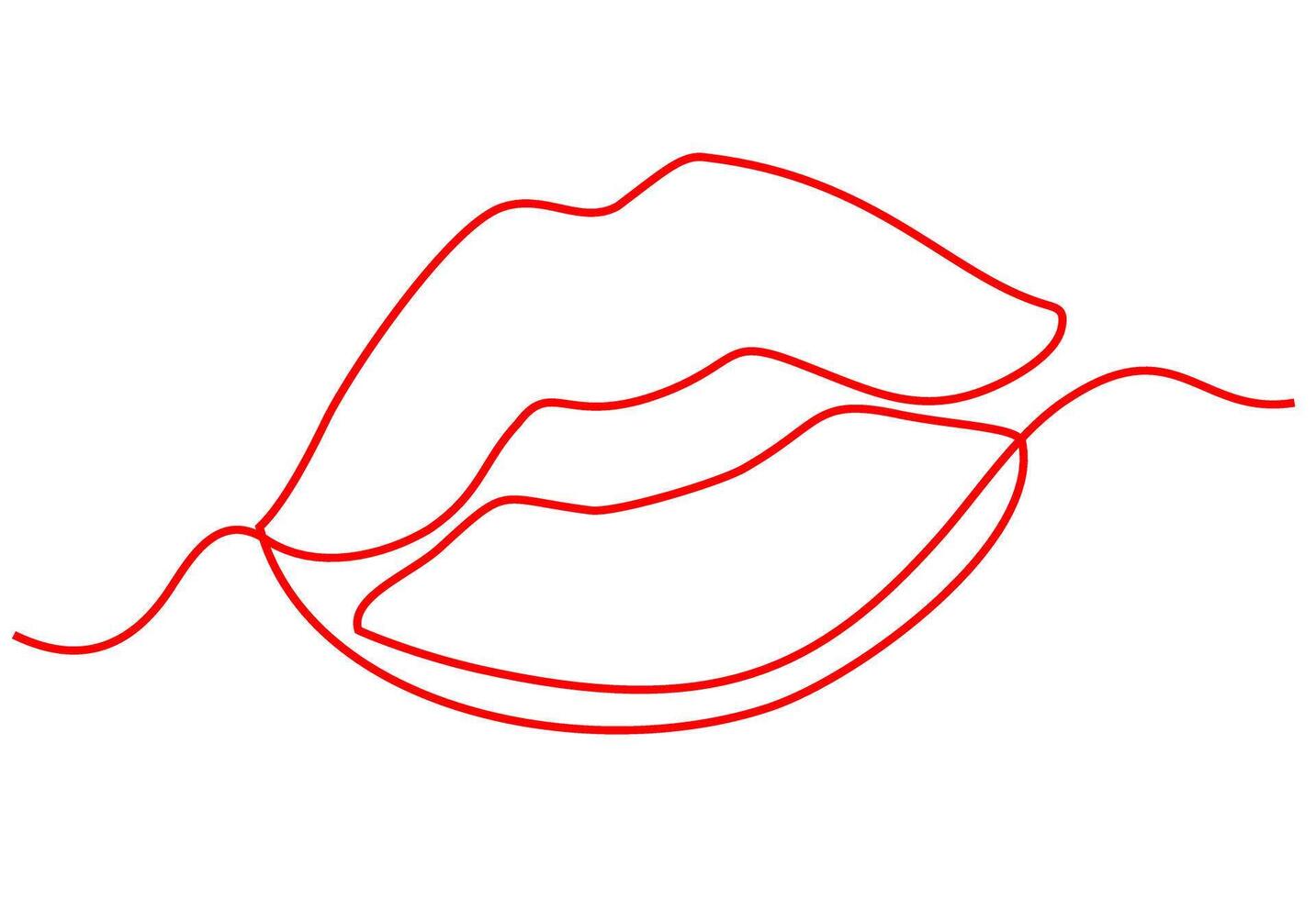 One line lips isolated on white. Continuous line female lips, illustration. Continuous one line drawing. Woman lips logo. For banner, design element, template, postcard. vector