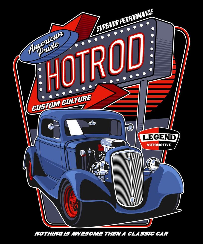 American Pride Hotrod Graphic Design vector