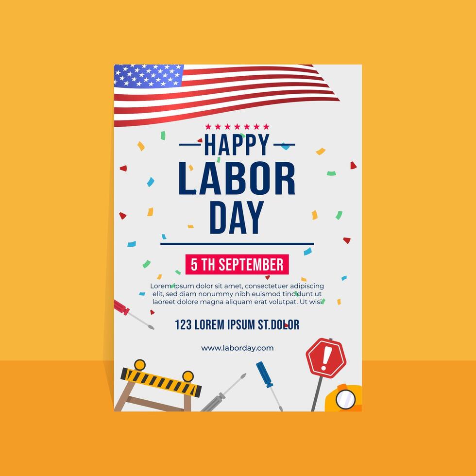 Labor day vertical poster vector