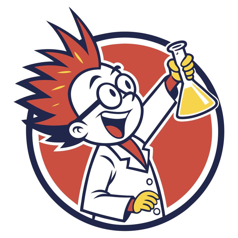 Brilliant Scientist with Signature Style logo. vector