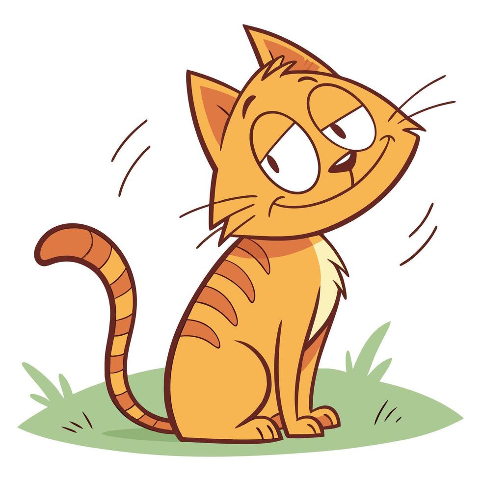 Lazy Orange Cat with a Sassy Smirk cartoon logo. vector