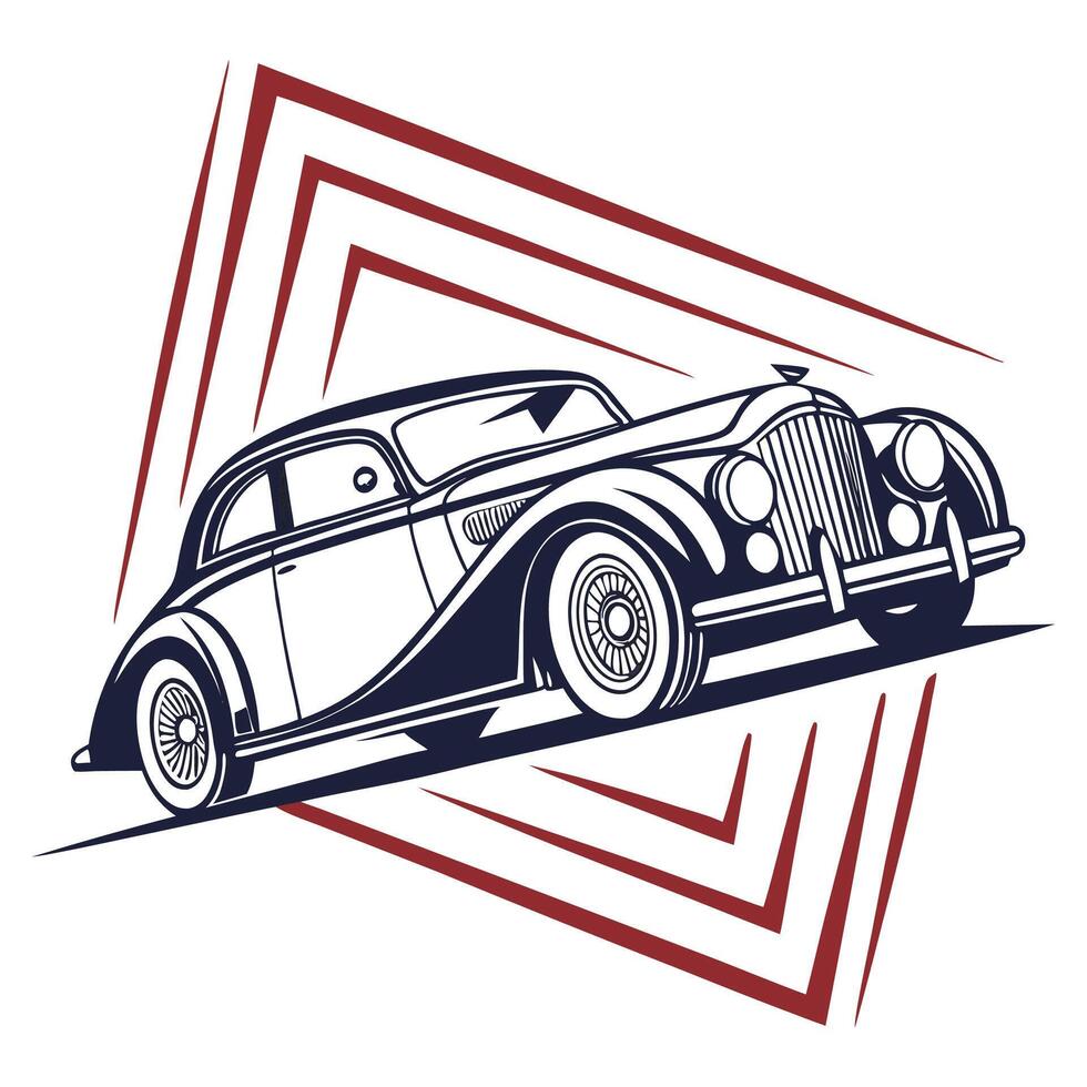Classic Car logo with a Retro Look. vector