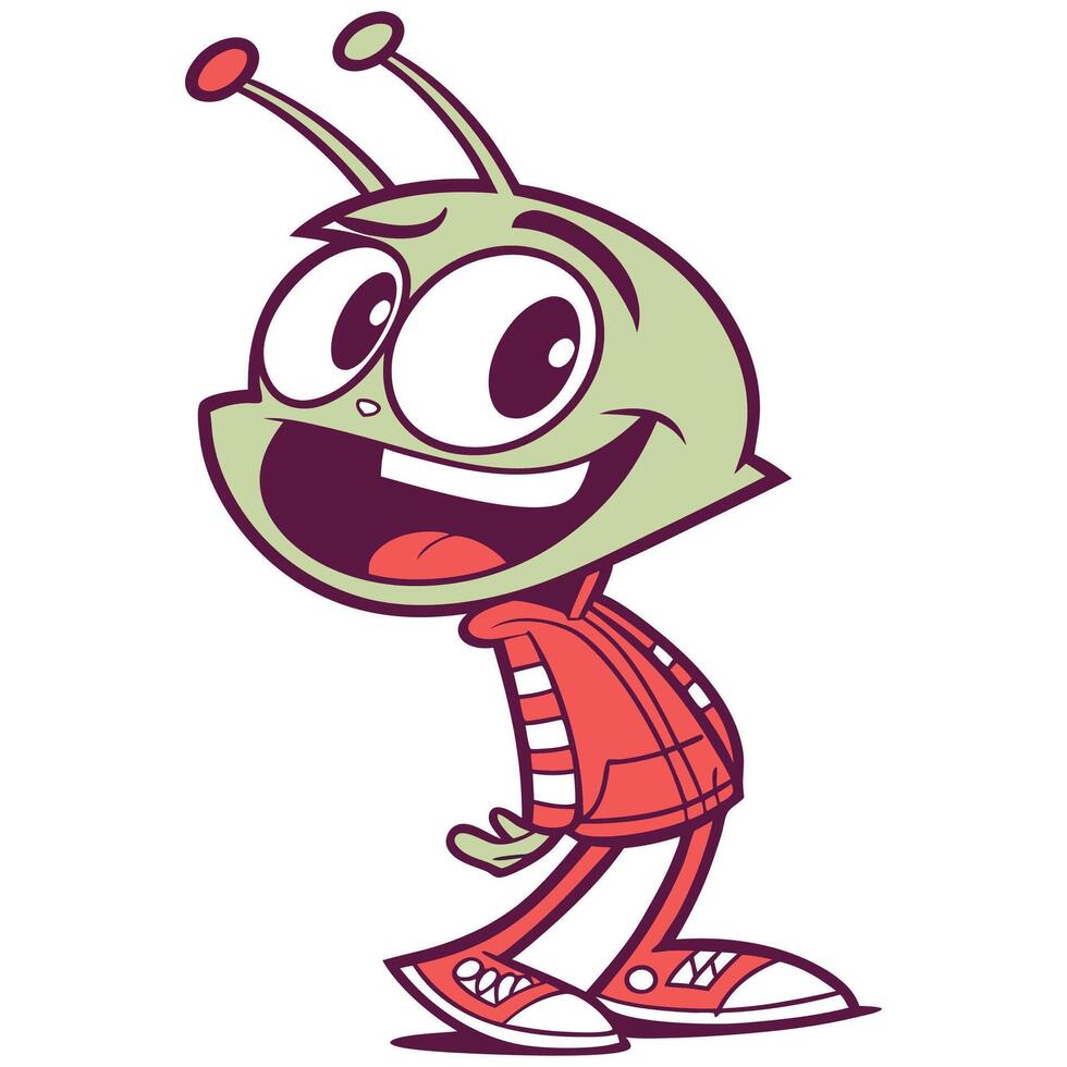 Friendly Alien with a Joyful Smile logo. vector