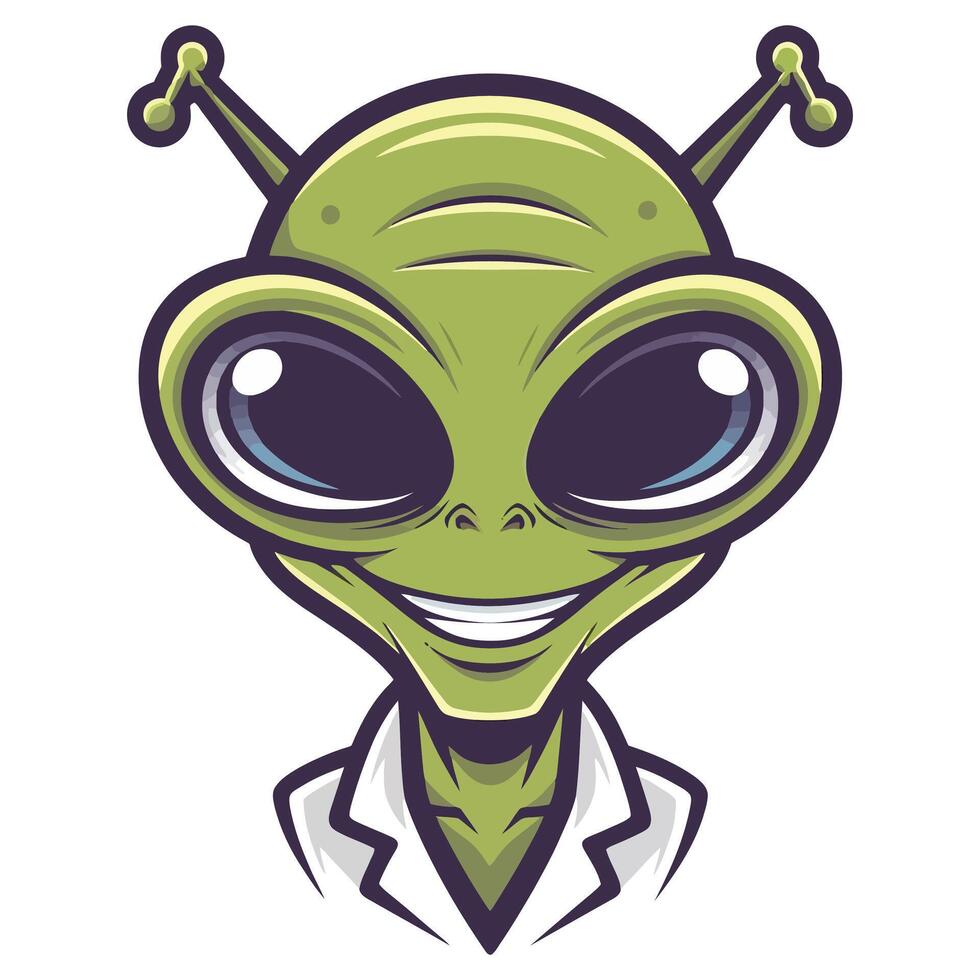 Smiling Alien with a Welcoming Expression logo. vector