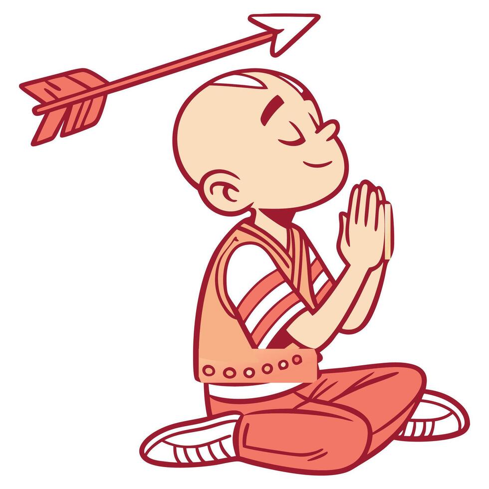 Young Monk with Inner Strength logo. vector