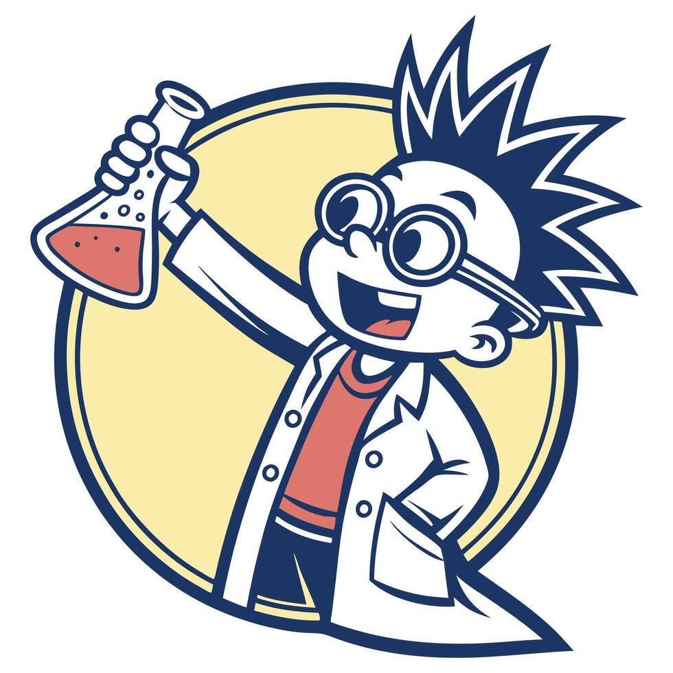 Spiky-Haired Genius at Work logo. vector