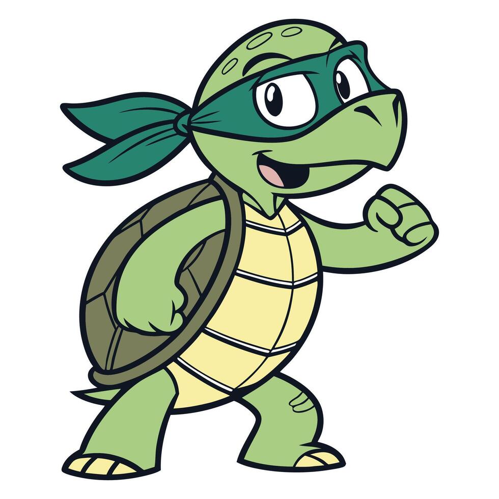 Masked Turtle with a Brave Look logo. vector