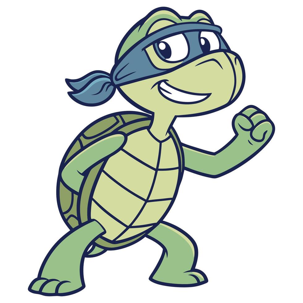 Cool Turtle Ready for Action logo. vector