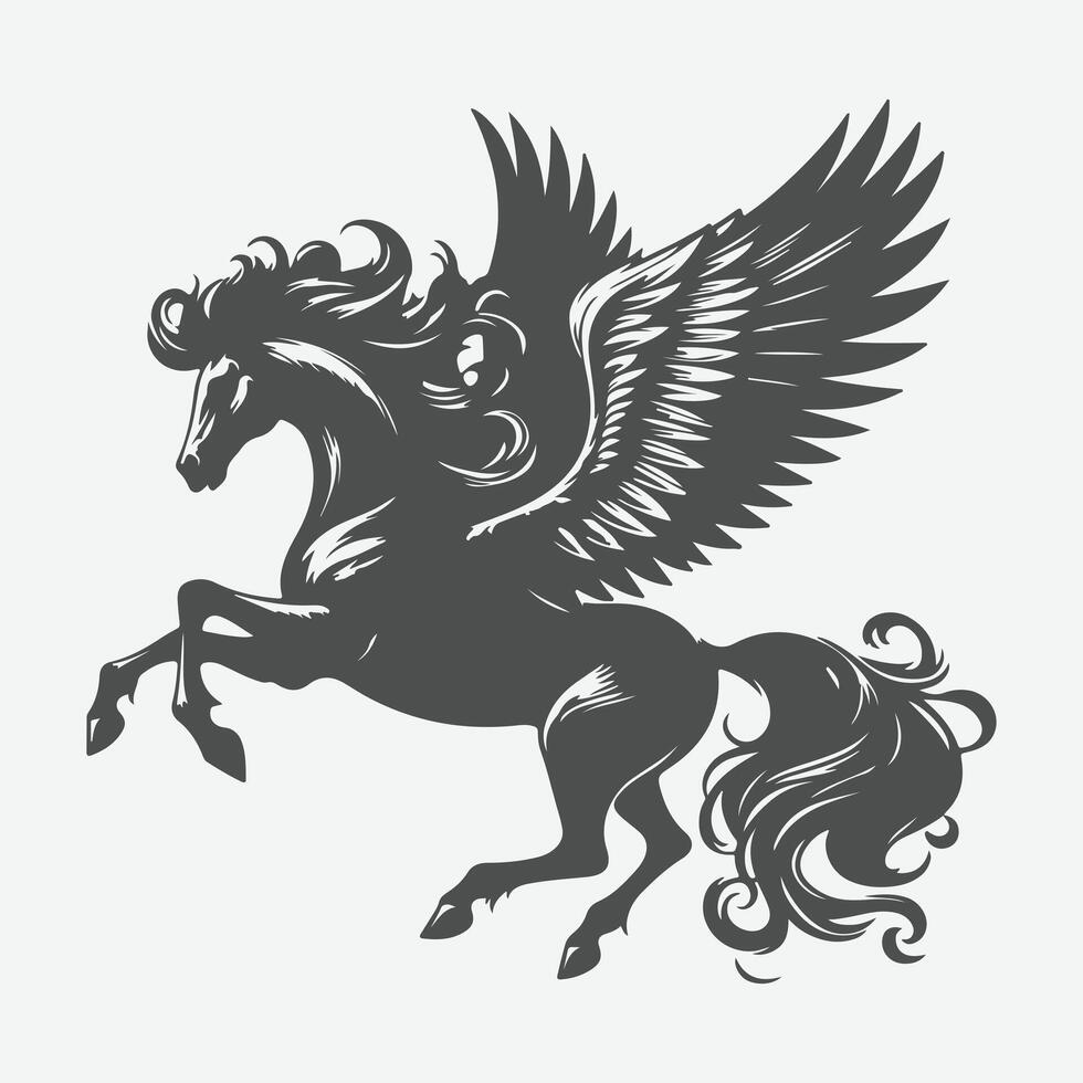 A silhouette of Pegasus on a white background. vector