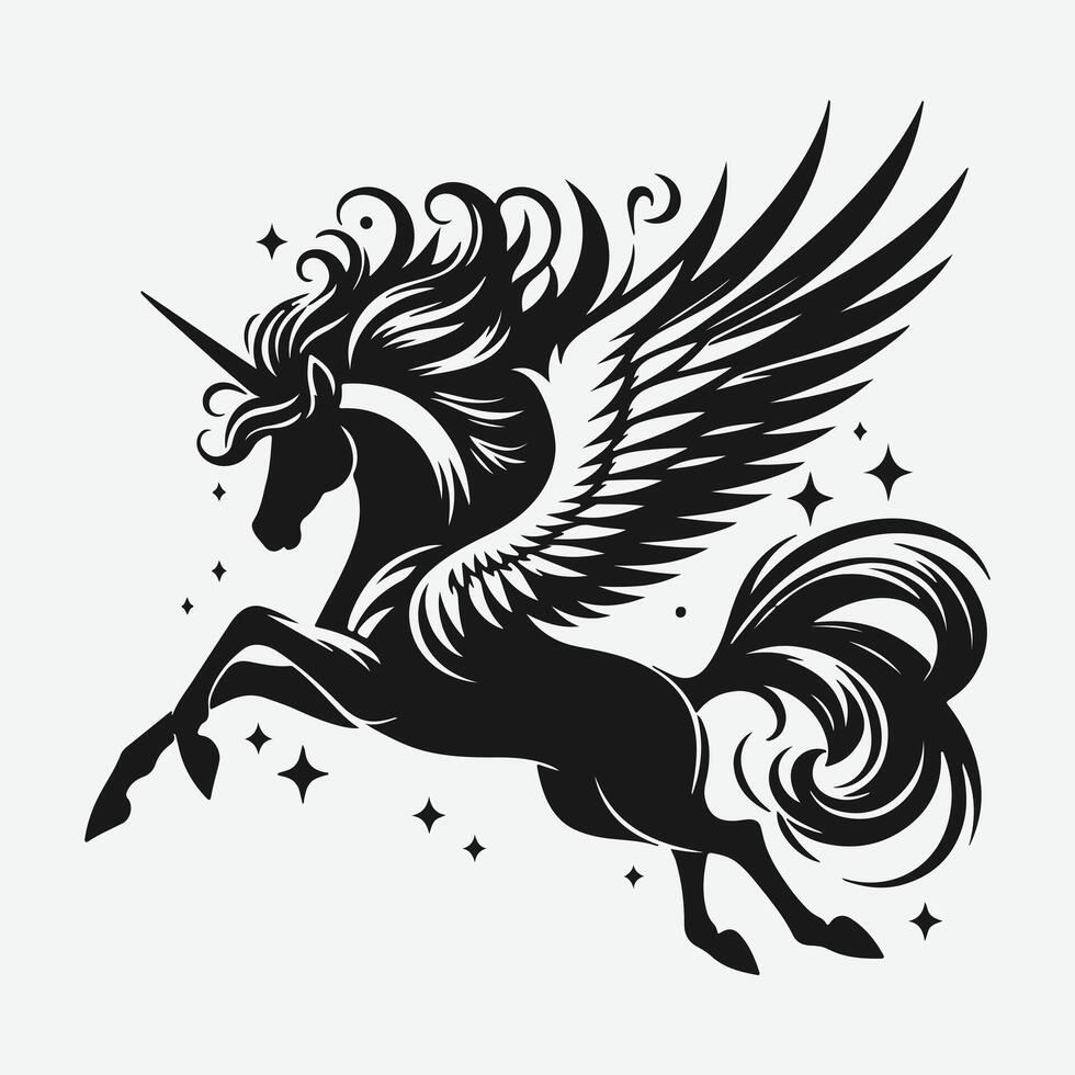 Pegasus silhouette on a white background. vector