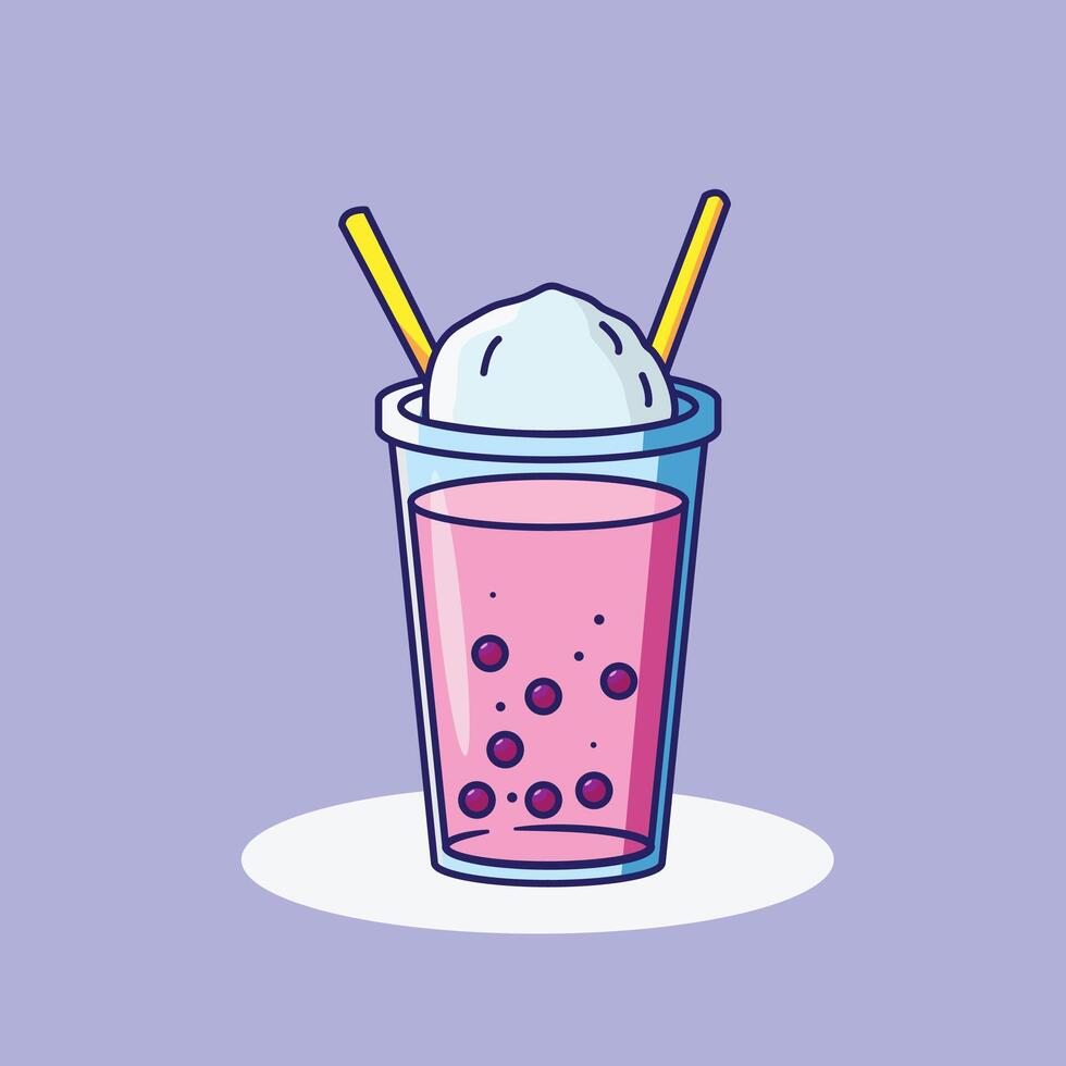 Bubble tea with ice cream and straws vector