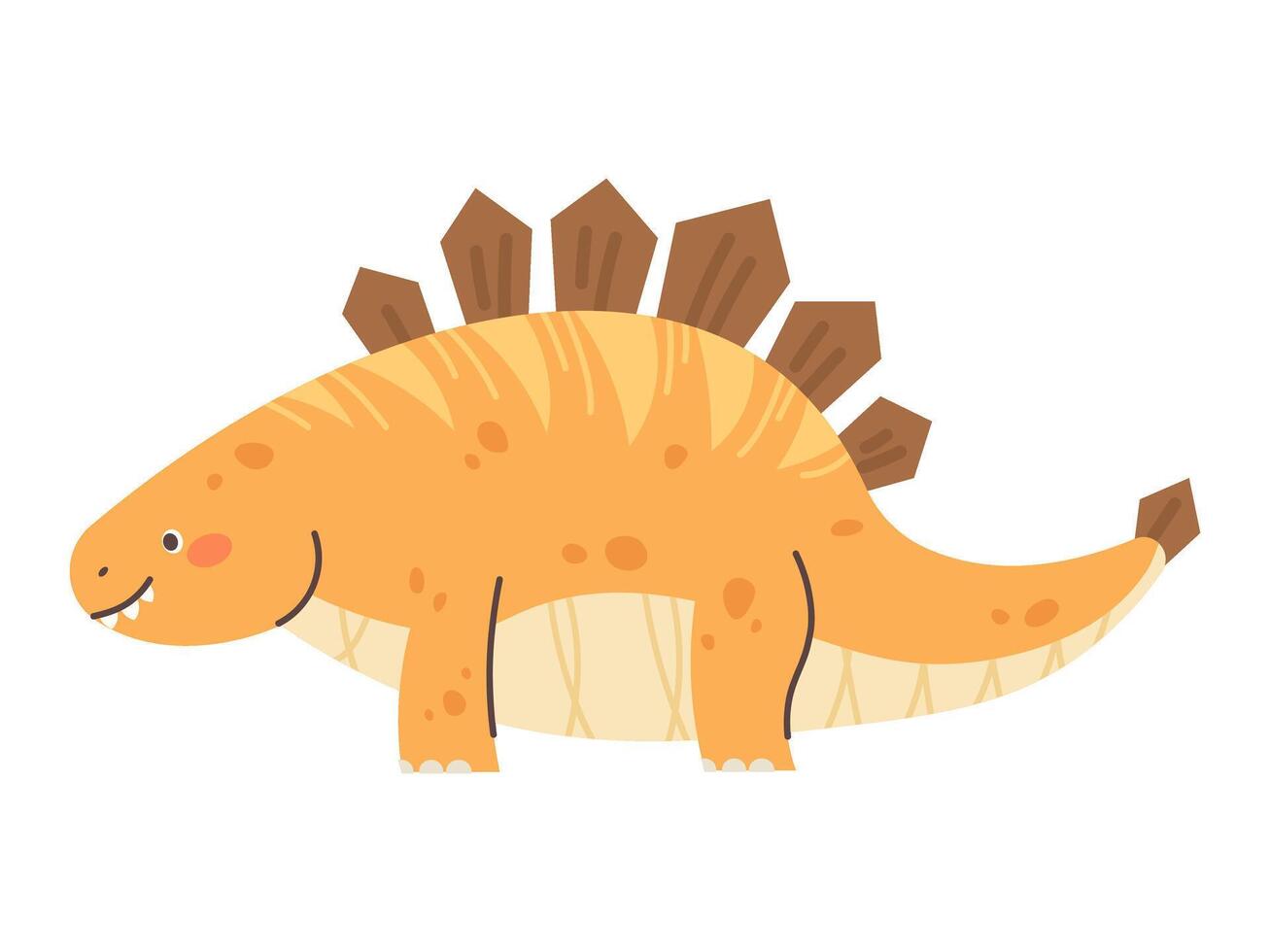 Cute stegosaurus on white background. Drawing dinosaur for children. character vector