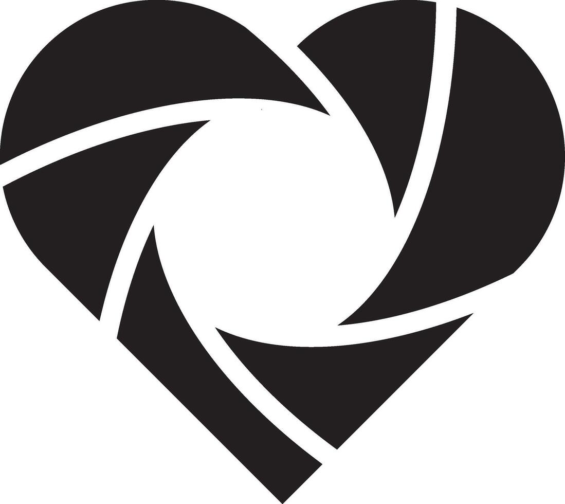 Camera shutter aperture inside love heart shape icon simple vector
