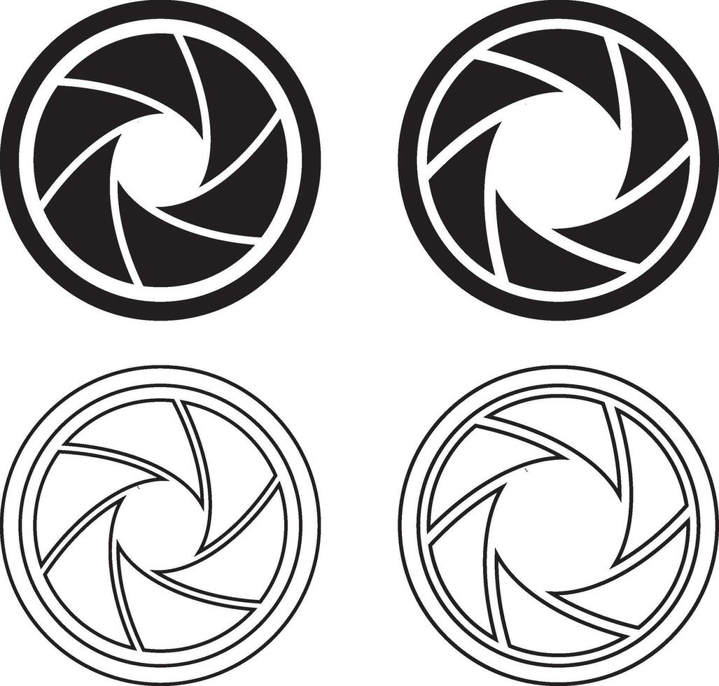 Camera lens diaphragm collection.Aperture icon set. vector