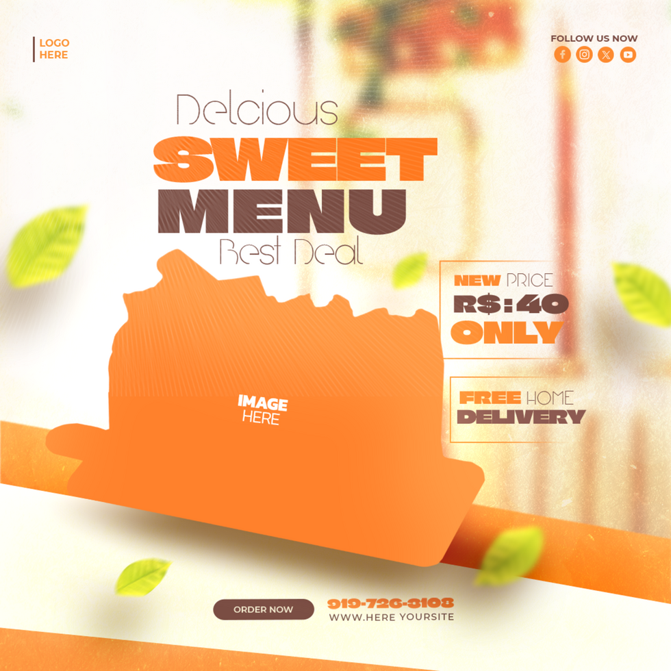 A sweet menu design with a leafy background psd