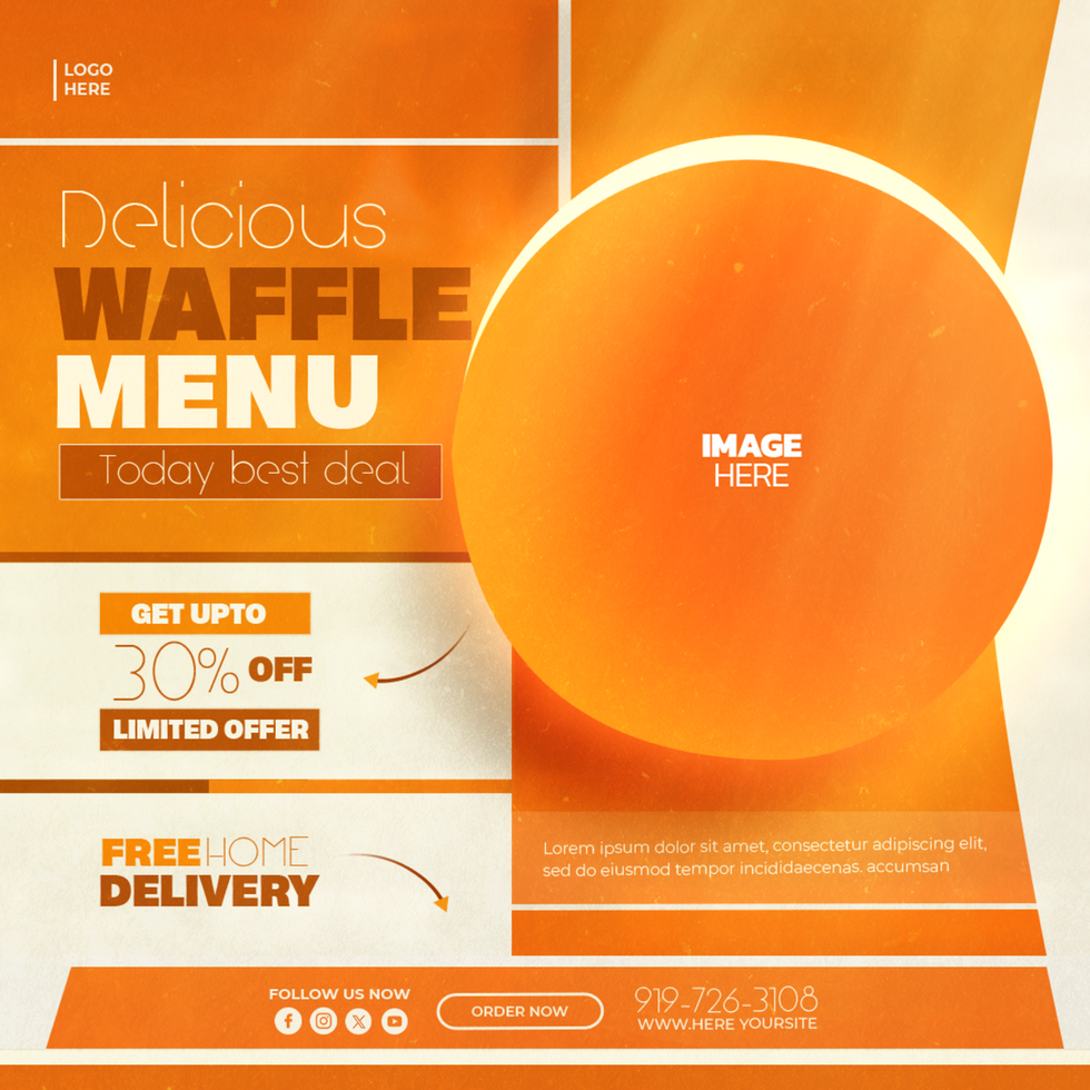Waffle menu template psd