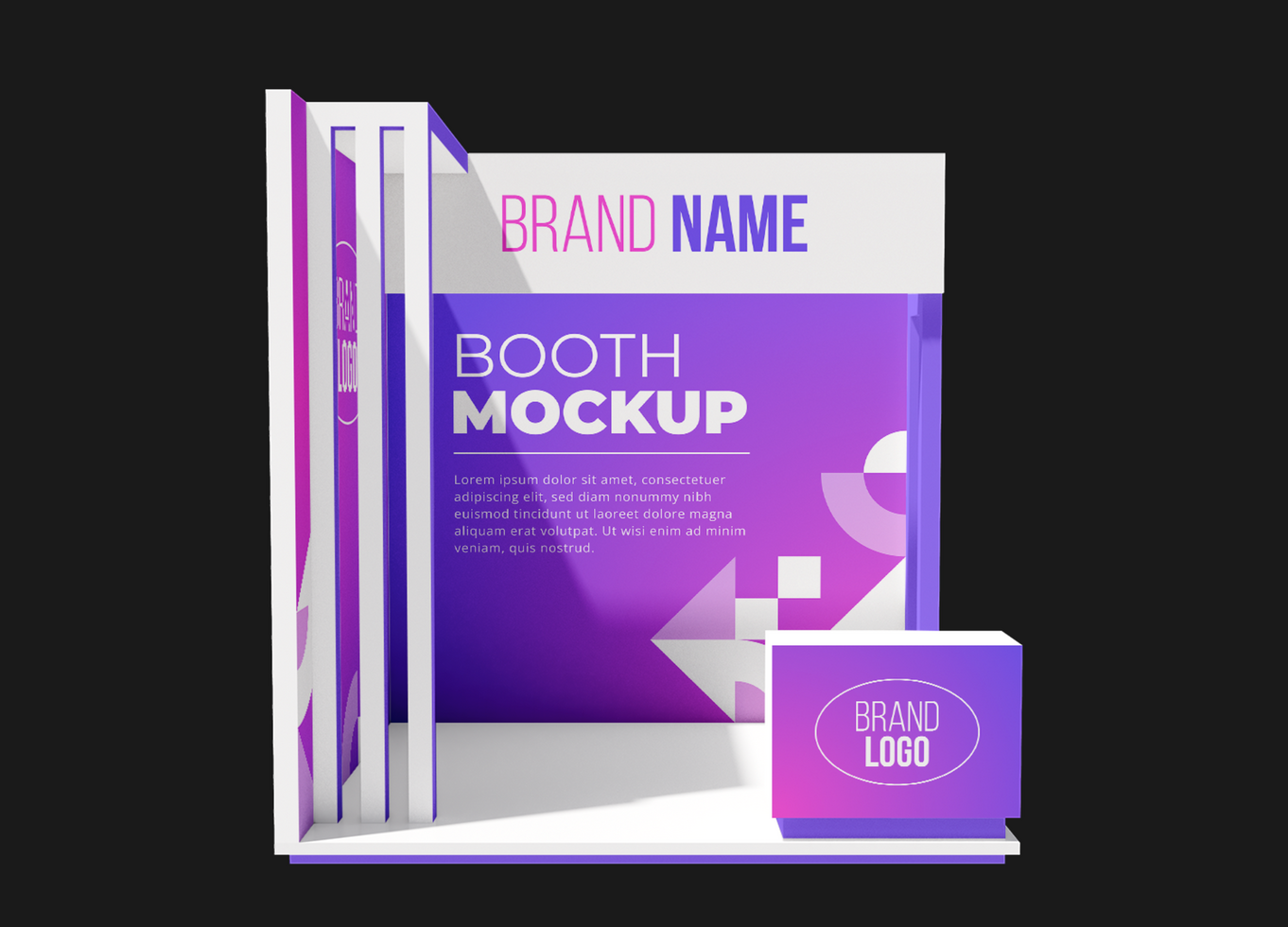 3D Booth Stand Event Exhibition Mockup Template psd
