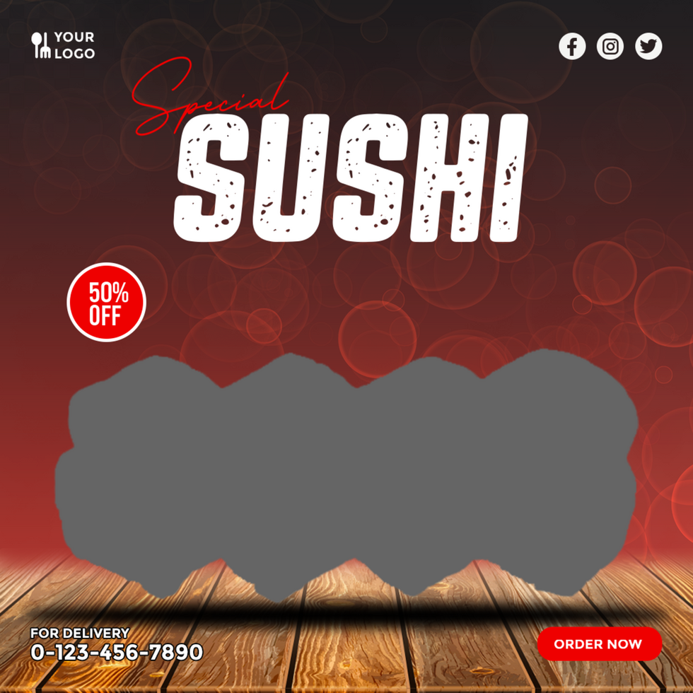 Special Sushi Post Social Banner Design Template psd