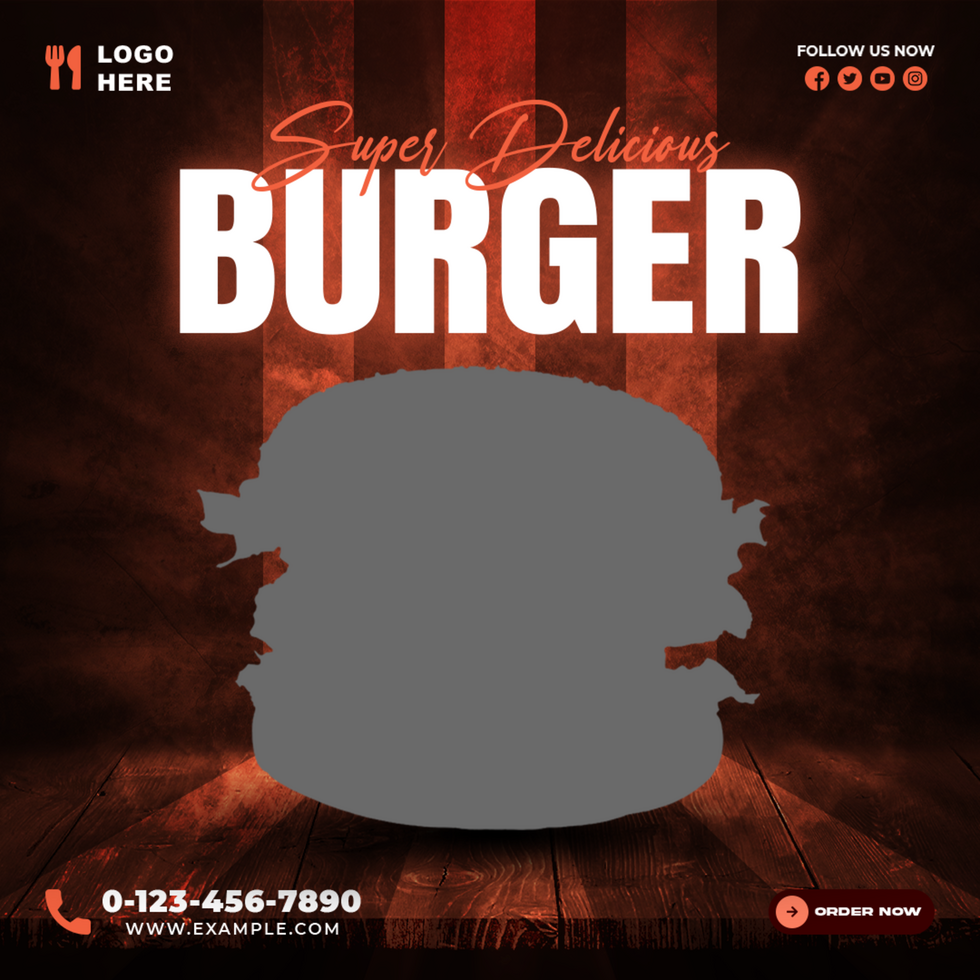 Super Delicious Burger Food Menu Social Media Post Banner Design Template psd