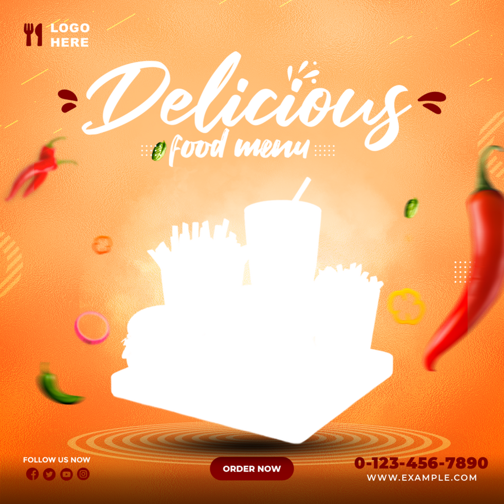 Delicious Food Menu Banner Design Template for Social Media psd